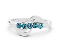 Five-Stone Round Blue Topaz Crossover Band in White gold with Prong Setting