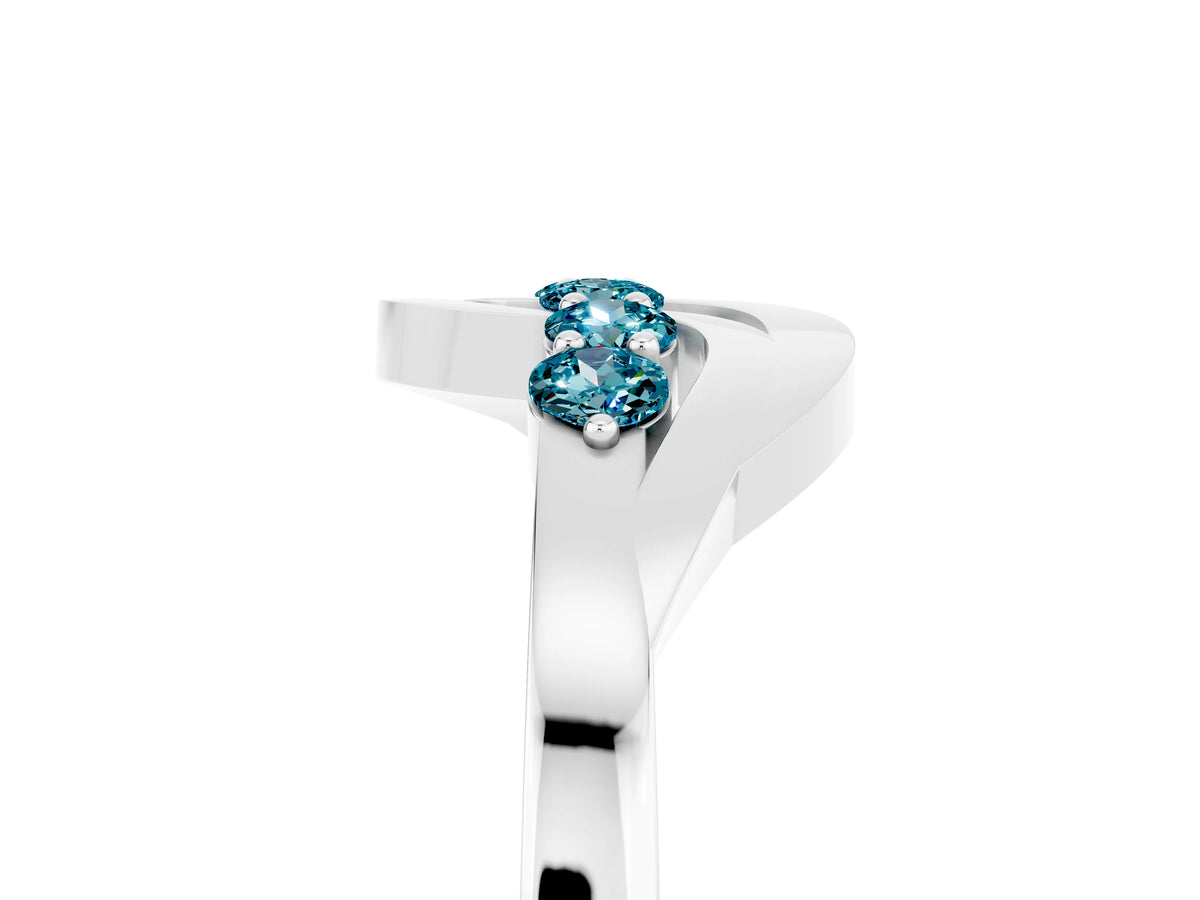 Five-Stone Round Blue Topaz Crossover Band in White gold with Prong Setting