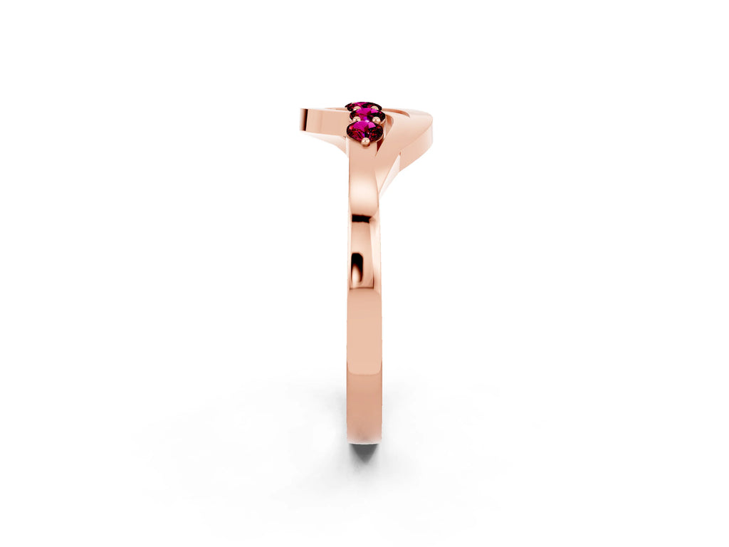 Five-Stone Round Garnet Crossover Band in Rose gold with Prong Setting