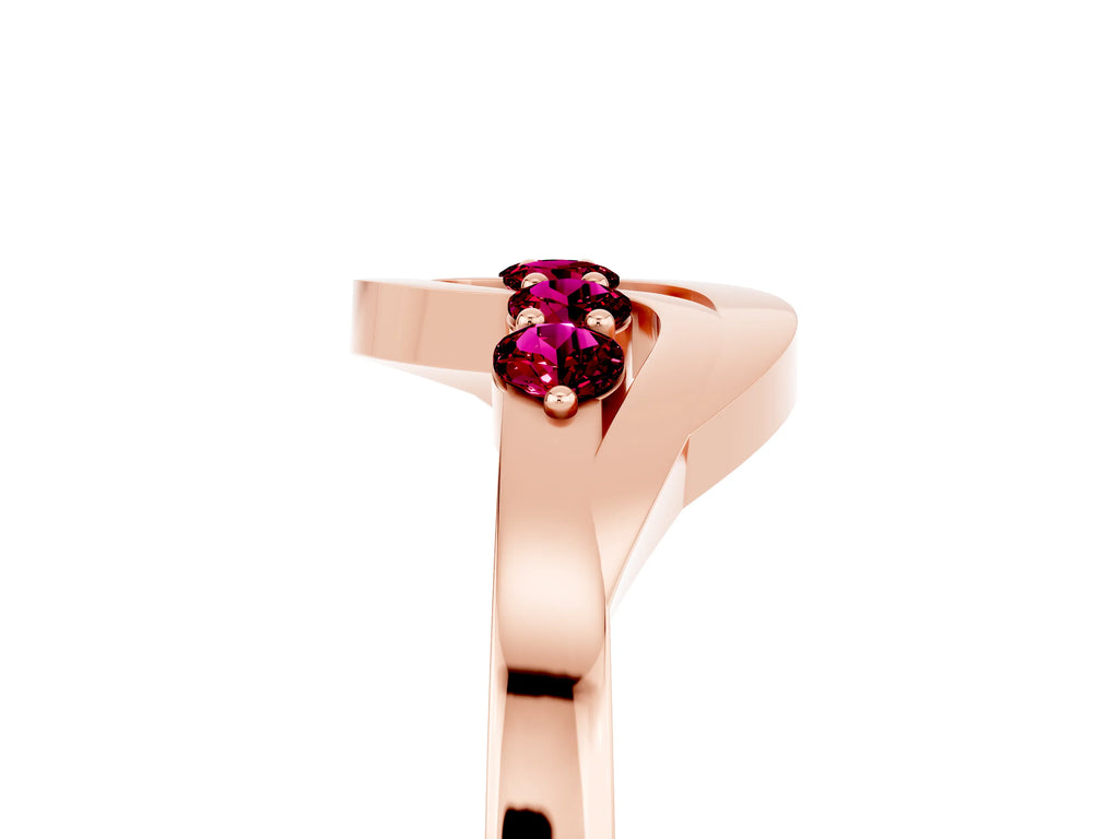 Five-Stone Round Garnet Crossover Band in Rose gold with Prong Setting