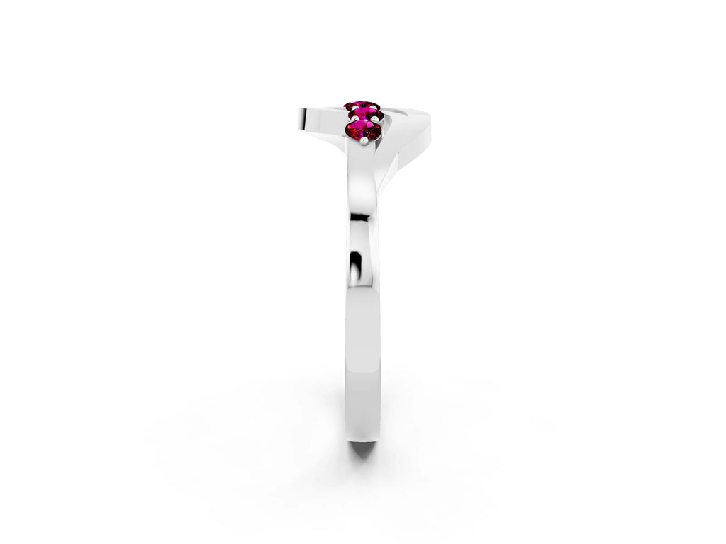 Five-Stone Round Garnet Crossover Band in Silver with Prong Setting