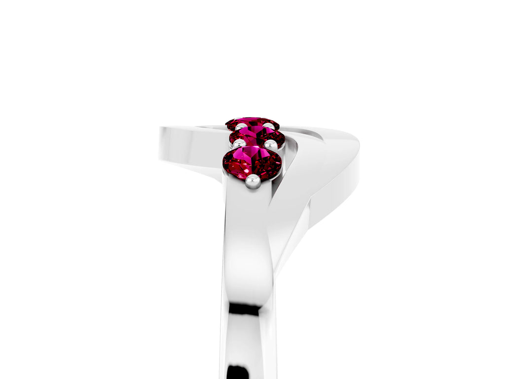 Five-Stone Round Garnet Crossover Band in Silver with Prong Setting