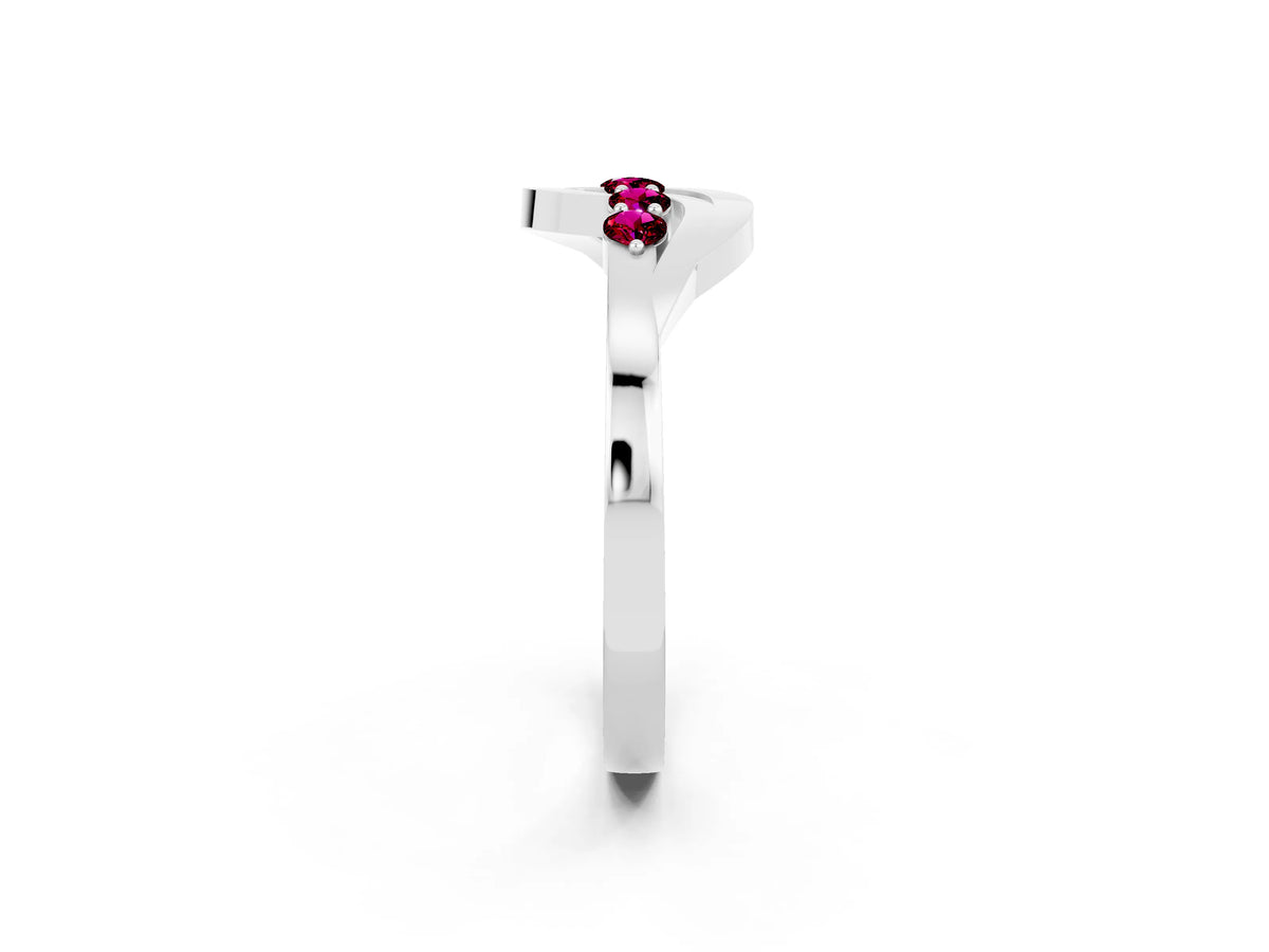 Five-Stone Round Garnet Crossover Band in White gold with Prong Setting