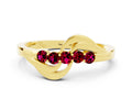 Five-Stone Round Garnet Crossover Band in Yellow gold with Prong Setting