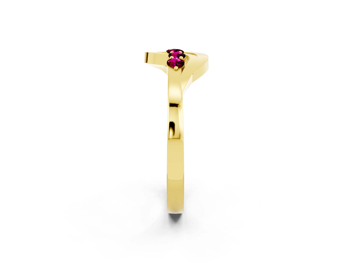 Five-Stone Round Garnet Crossover Band in Yellow gold with Prong Setting