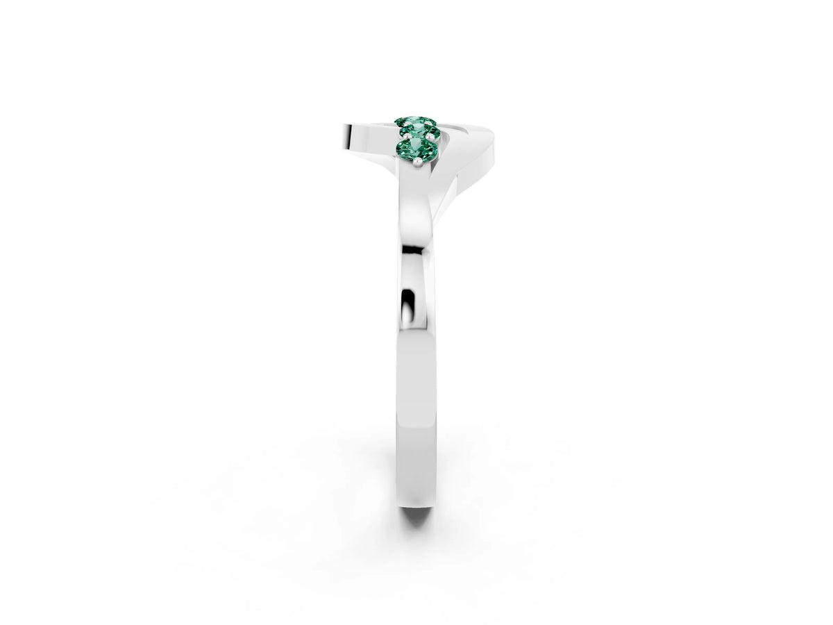 Five-Stone Round Green Sapphire Crossover Band in Silver with Prong Setting