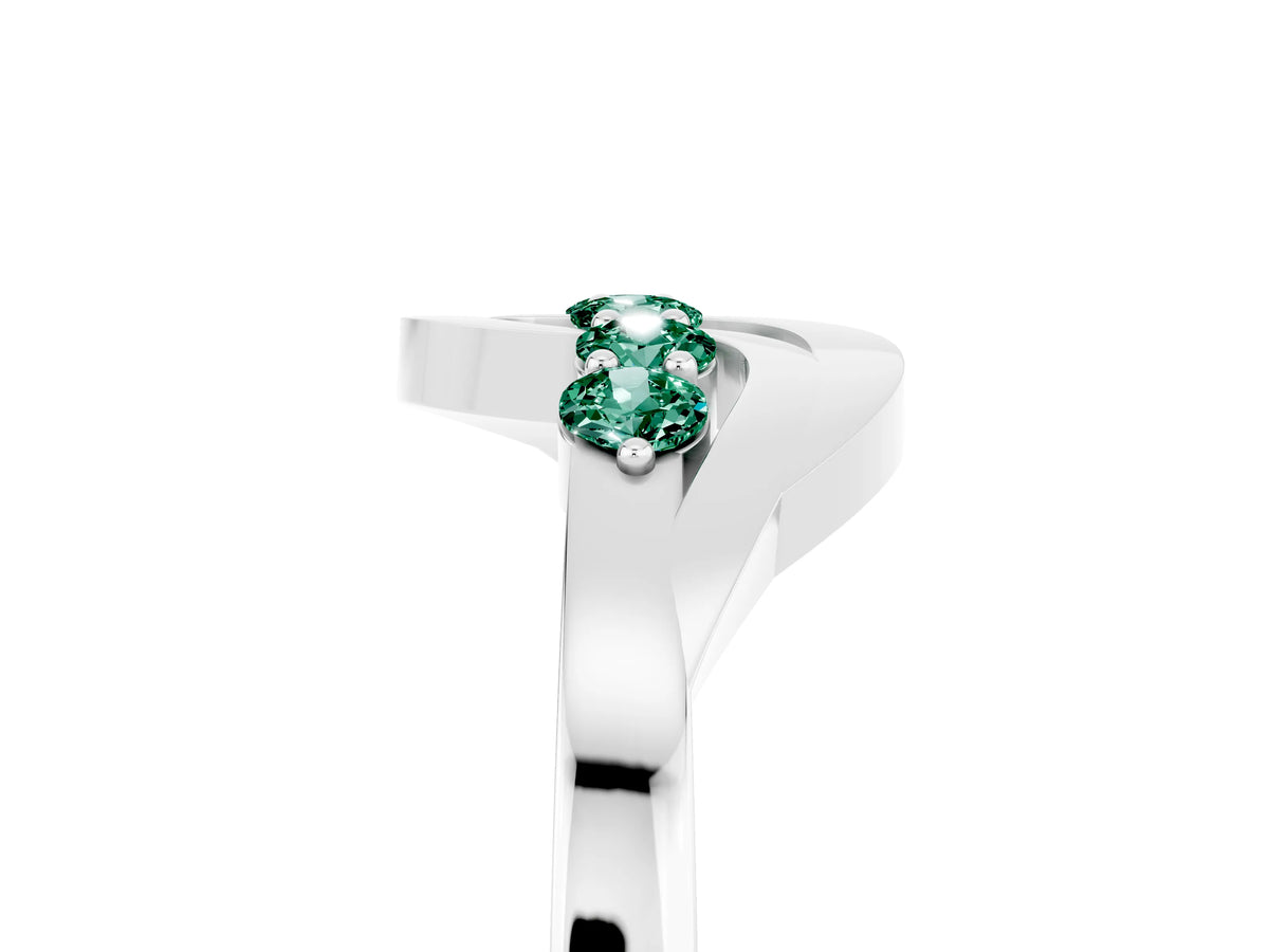 Five-Stone Round Green Sapphire Crossover Band in Silver with Prong Setting