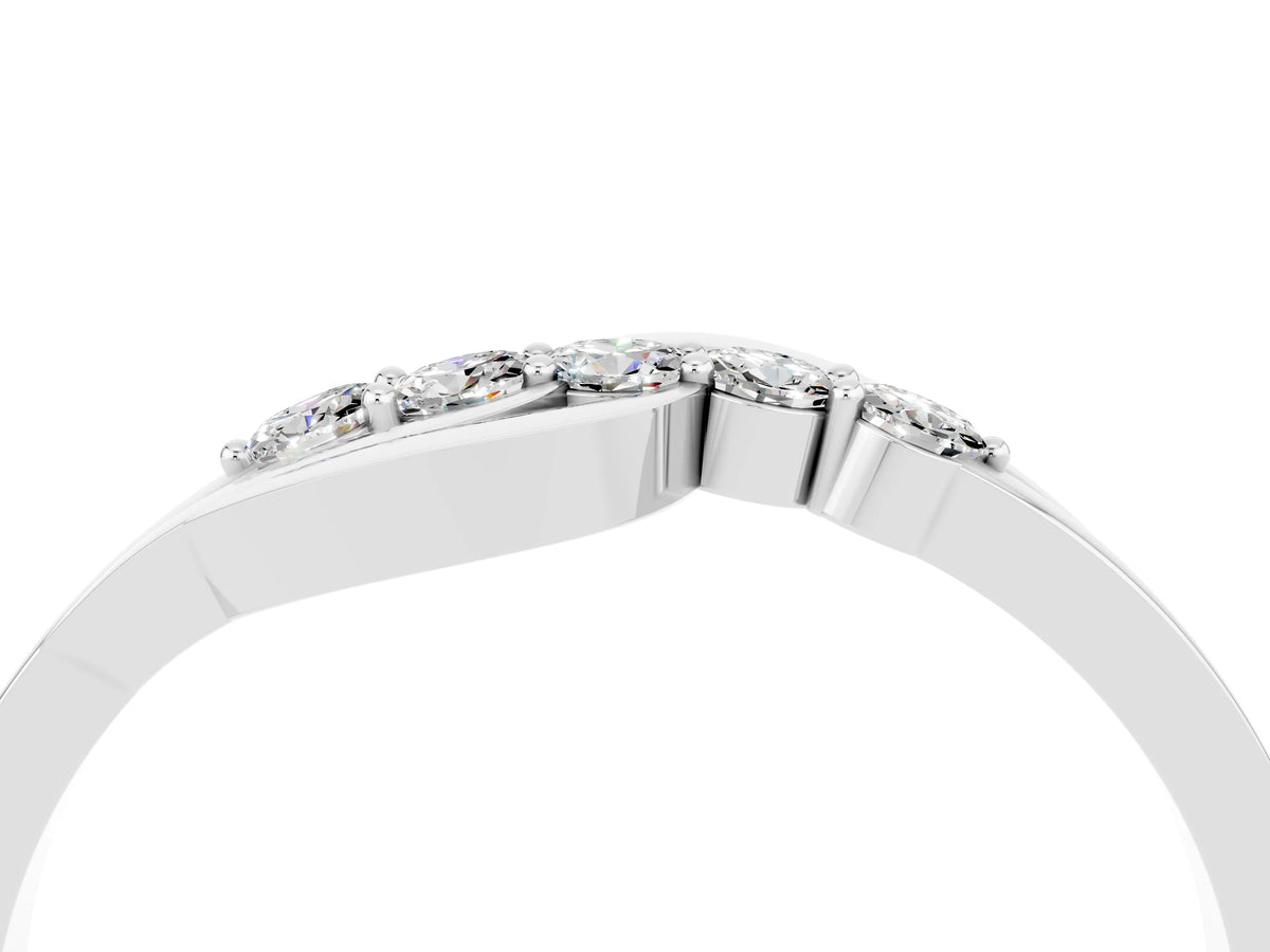 Five-Stone Round Moissanite Crossover Band in White gold with Prong Setting