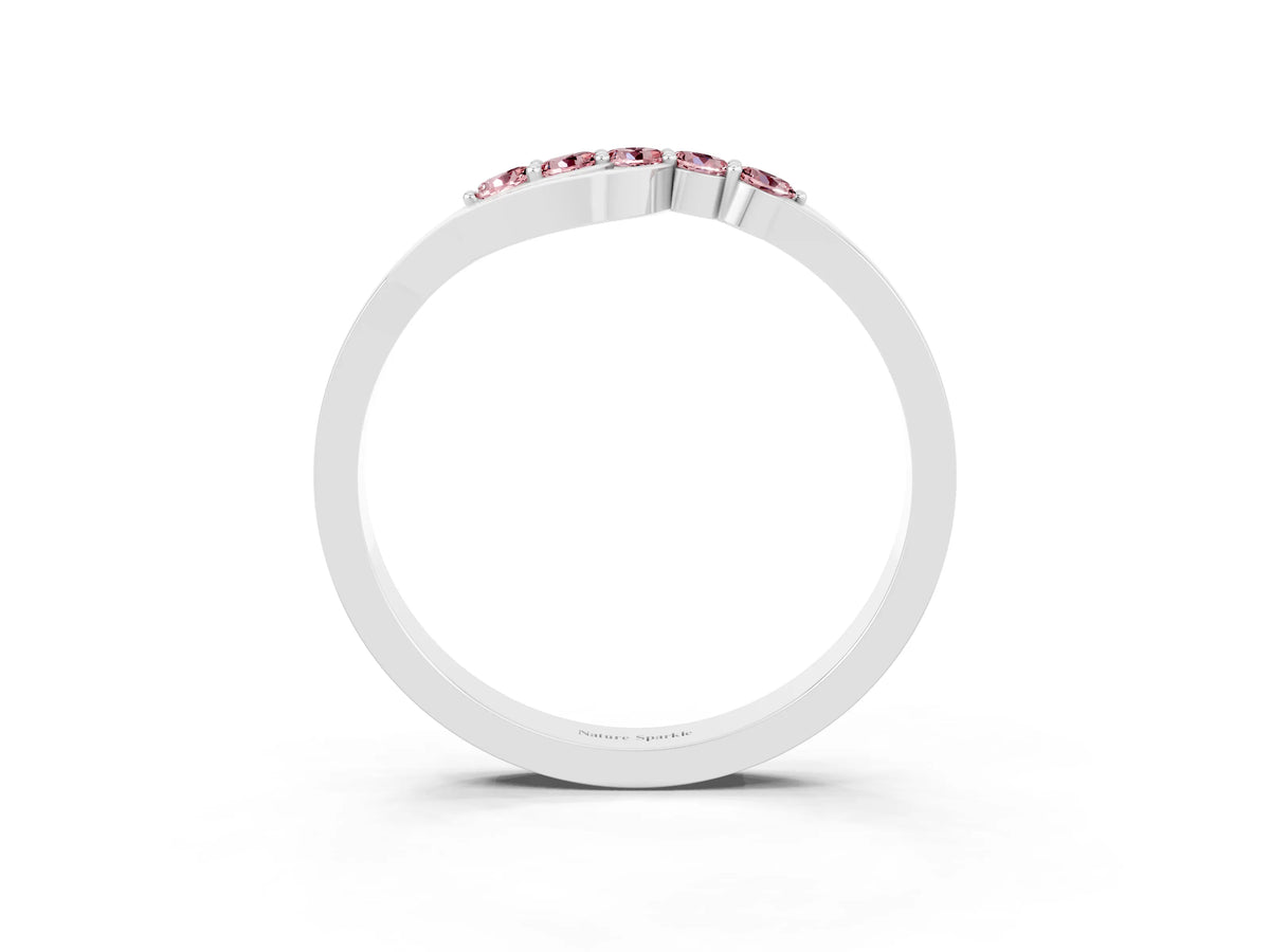 Five-Stone Round Morganite Crossover Band in Platinum with Prong Setting