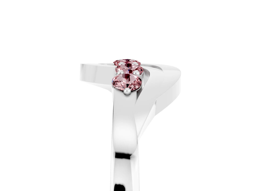Five-Stone Round Morganite Crossover Band in Platinum with Prong Setting
