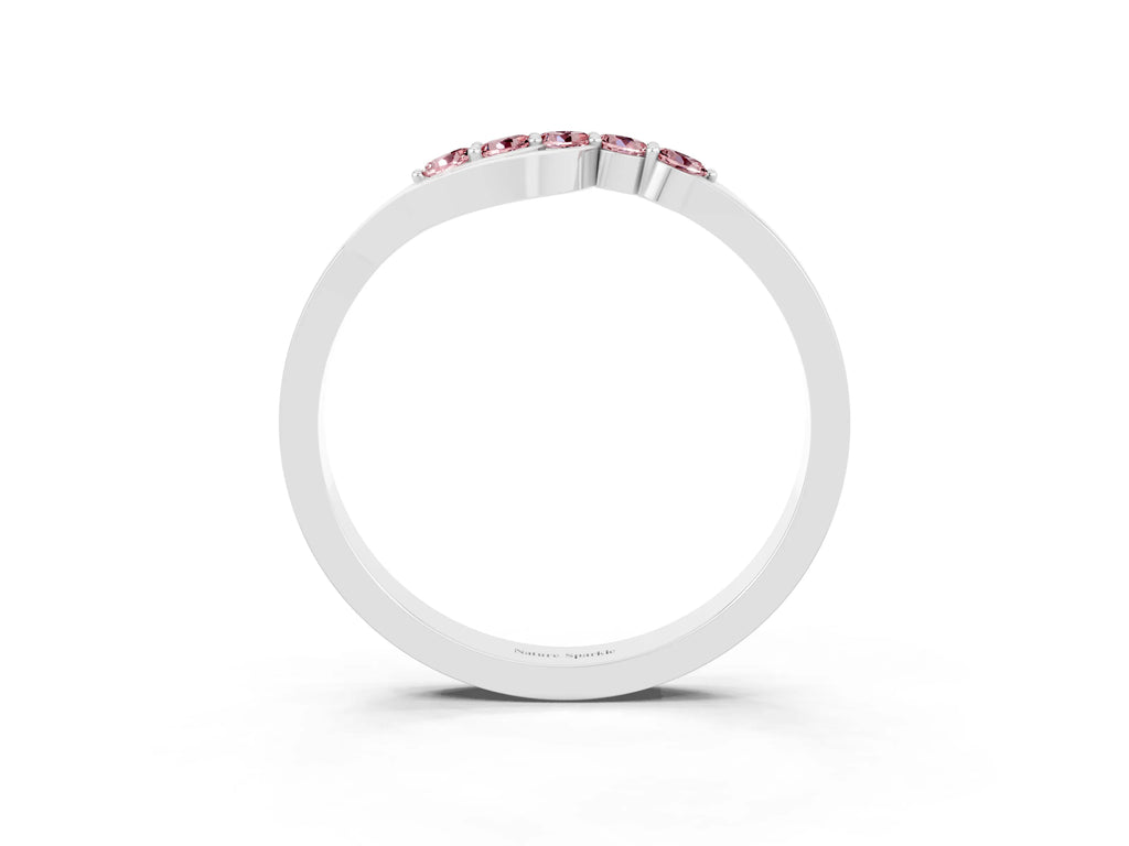 Five-Stone Round Morganite Crossover Band in Silver with Prong Setting