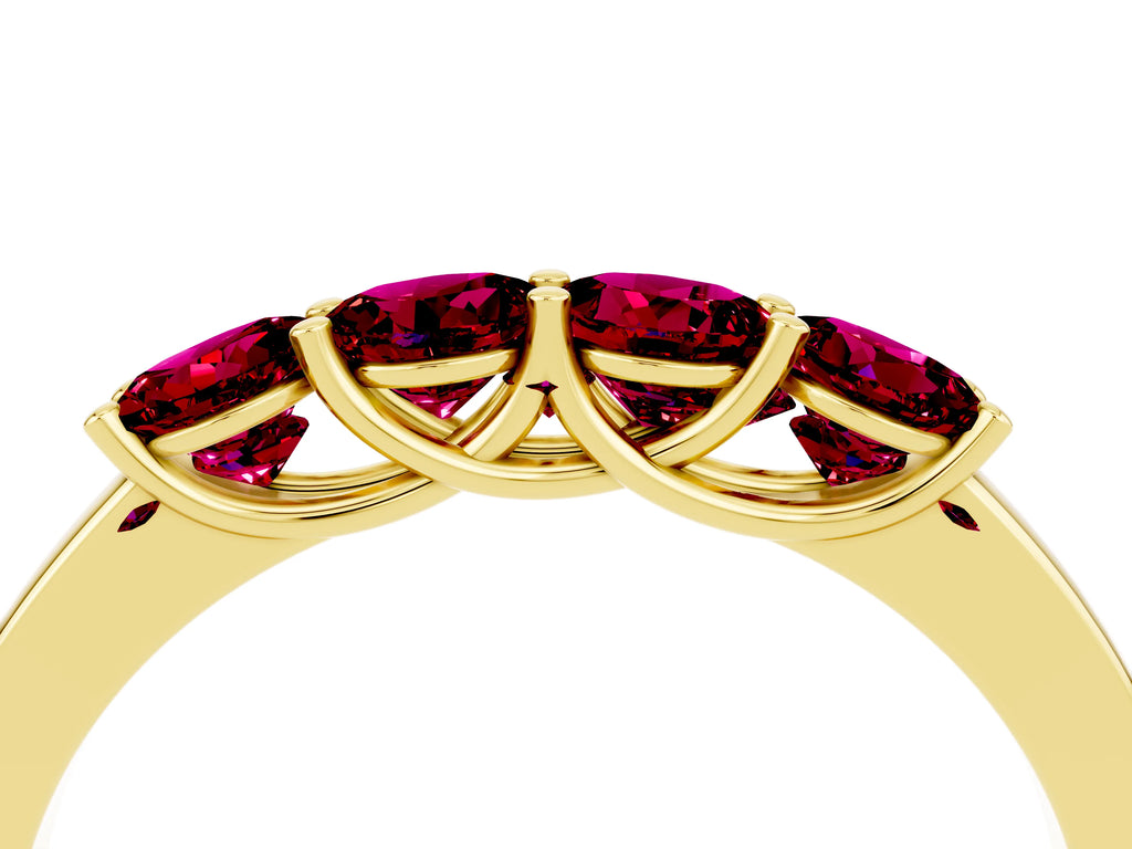 Four-Stone Round Garnet Band in Yellow gold with Prong Setting