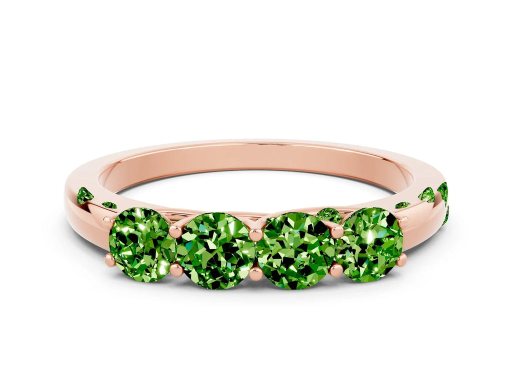 Four-Stone Round Peridot Band in Rose gold with Prong Setting 
