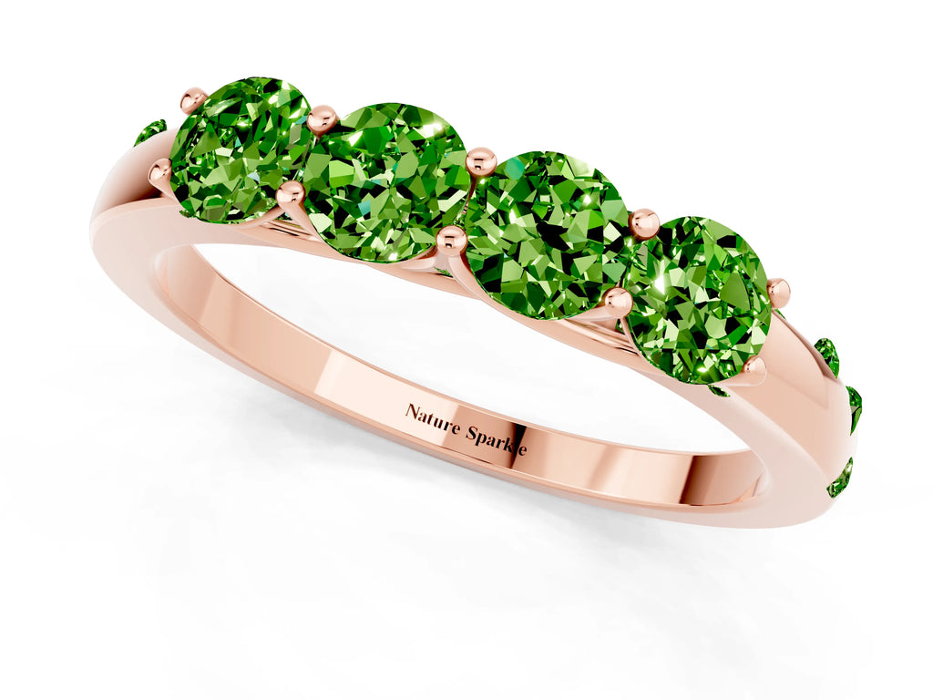 Four-Stone Round Peridot Band in Rose gold with Prong Setting