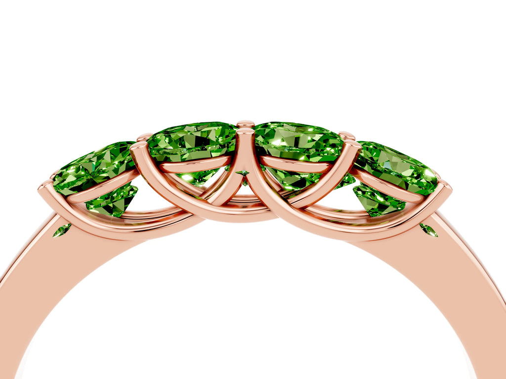 Four-Stone Round Peridot Band in Rose gold with Prong Setting