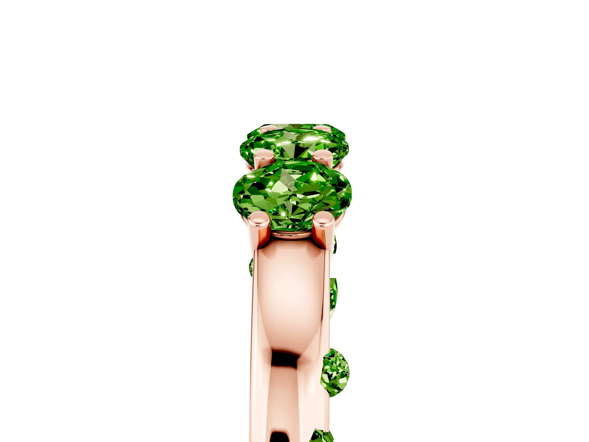 Four-Stone Round Peridot Band in Rose gold with Prong Setting