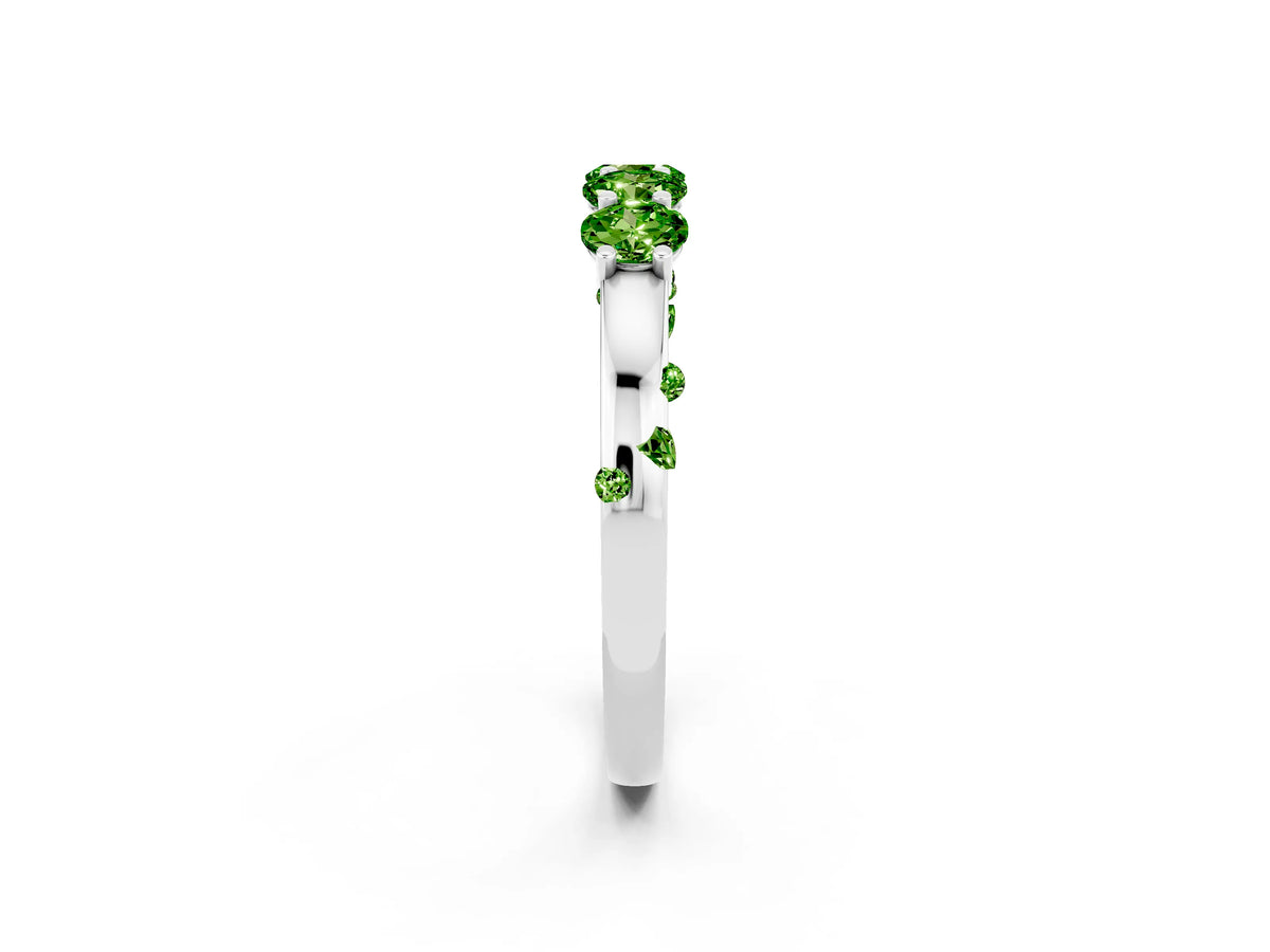 Four-Stone Round Peridot Band in Silver with Prong Setting