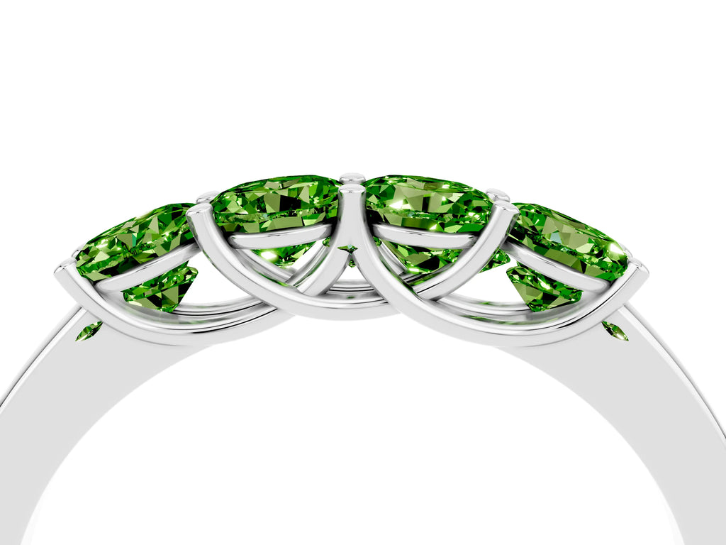Four-Stone Round Peridot Band in Silver with Prong Setting