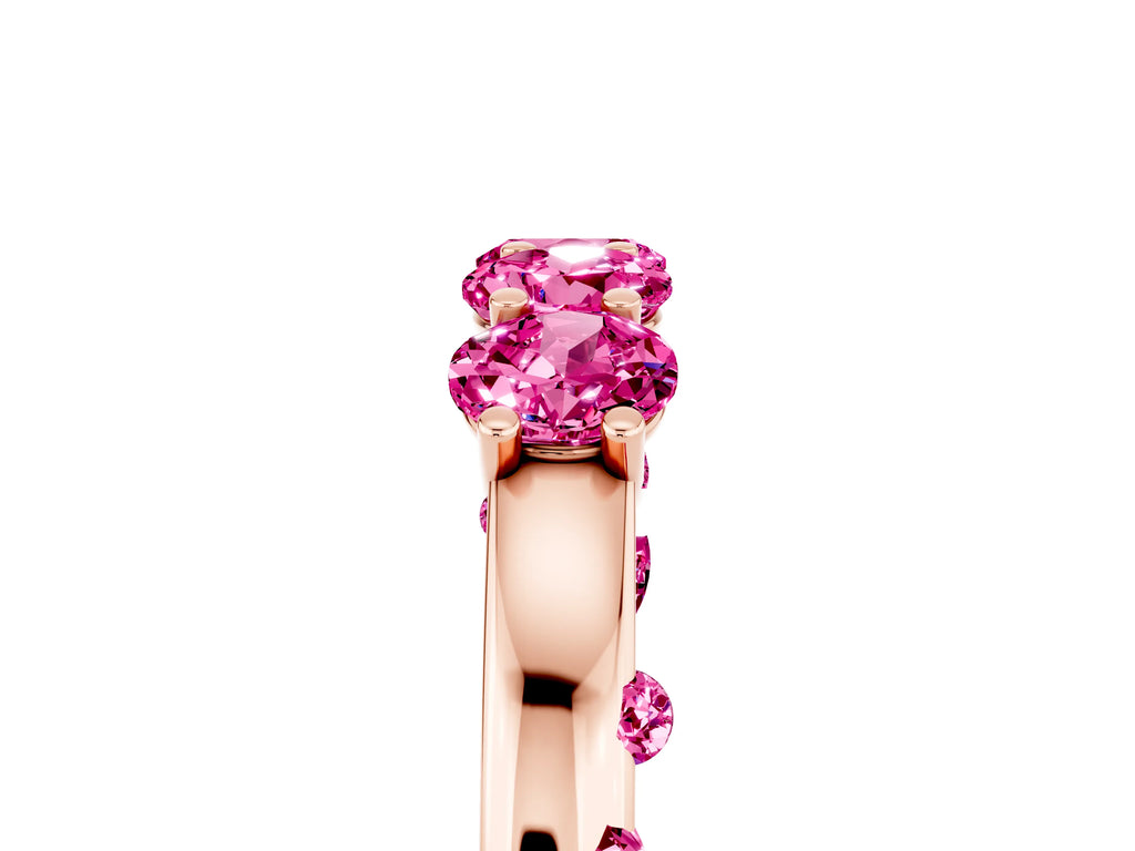 Four-Stone Round Pink Sapphire Band in Rose gold with Prong Setting