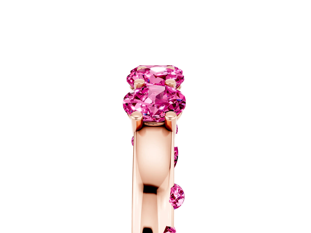 Four-Stone Round Pink Sapphire Band in Rose gold with Prong Setting