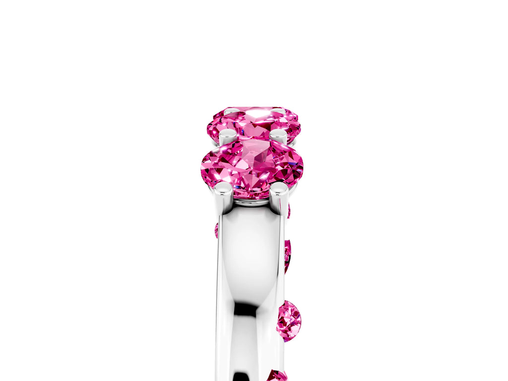 Four-Stone Round Pink Sapphire Band in Silver with Prong Setting