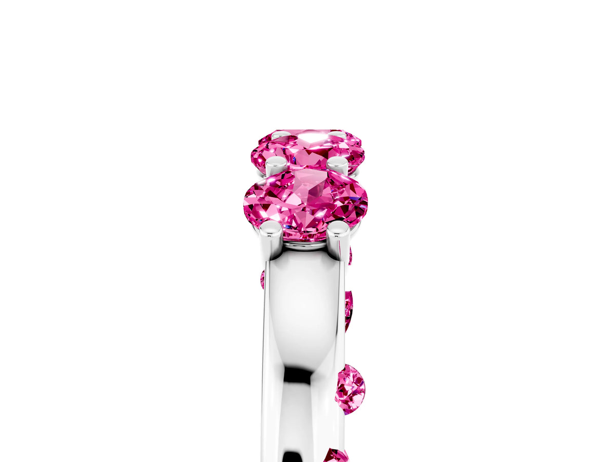 Four-Stone Round Pink Sapphire Band in Silver with Prong Setting