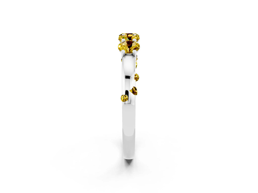 Four-Stone Round Yellow Sapphire Band in Silver with Prong Setting