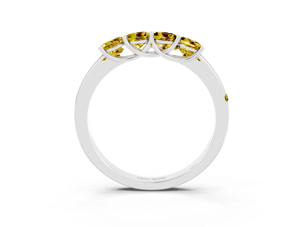 Four-Stone Round Yellow Sapphire Band in Silver with Prong Setting