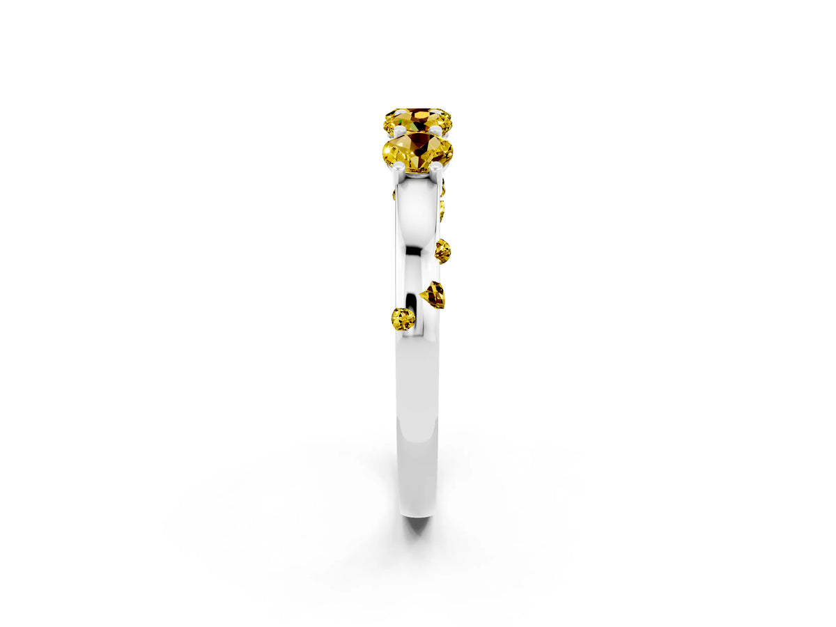 Four-Stone Round Yellow Sapphire Band in White gold with Prong Setting