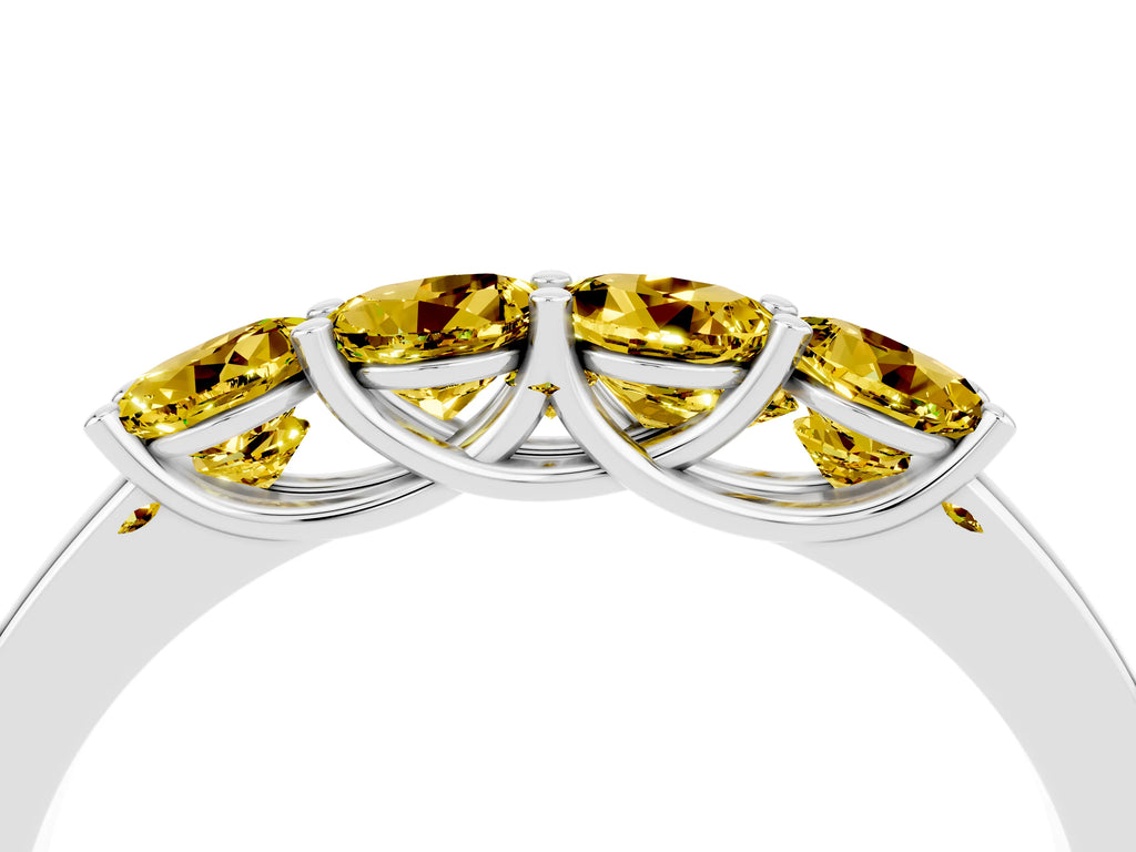 Four-Stone Round Yellow Sapphire Band in White gold with Prong Setting