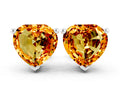 Heart Cut Citrine Stud Earrings in Platinum with Basket Setting