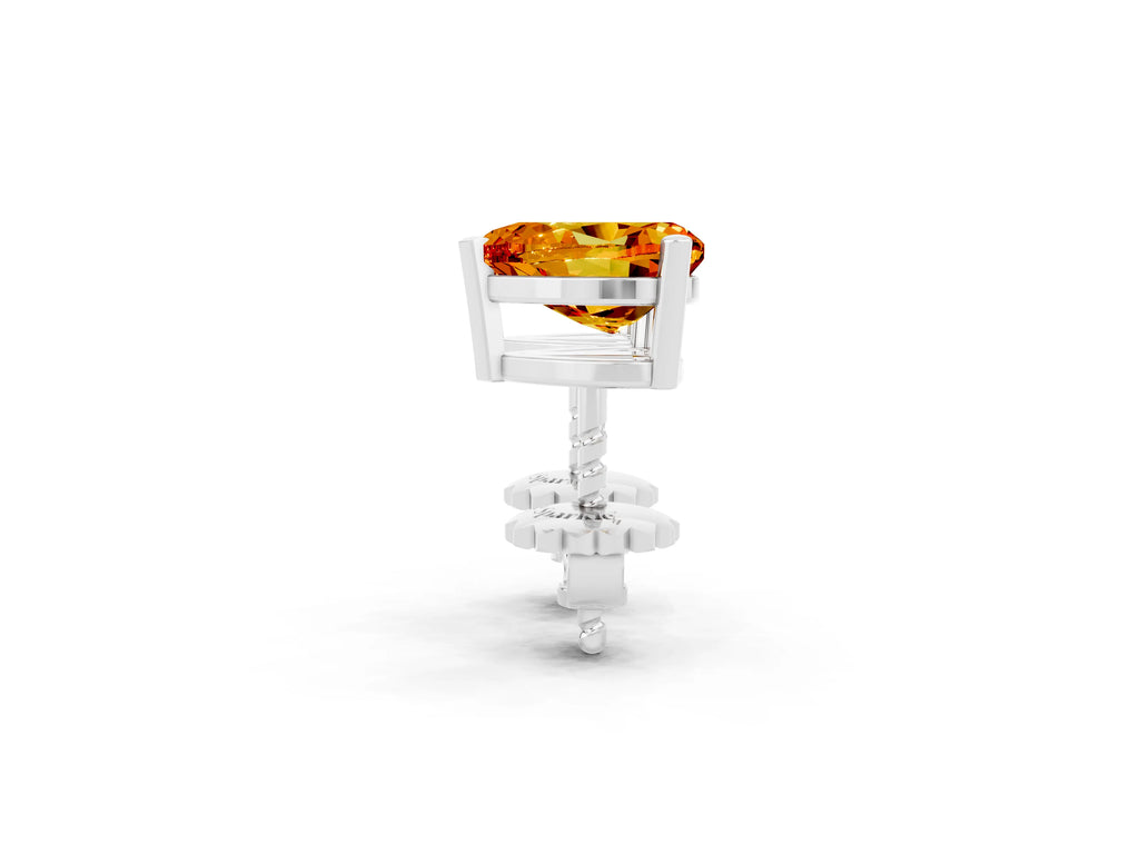 Heart Cut Citrine Stud Earrings in Platinum with Basket Setting
