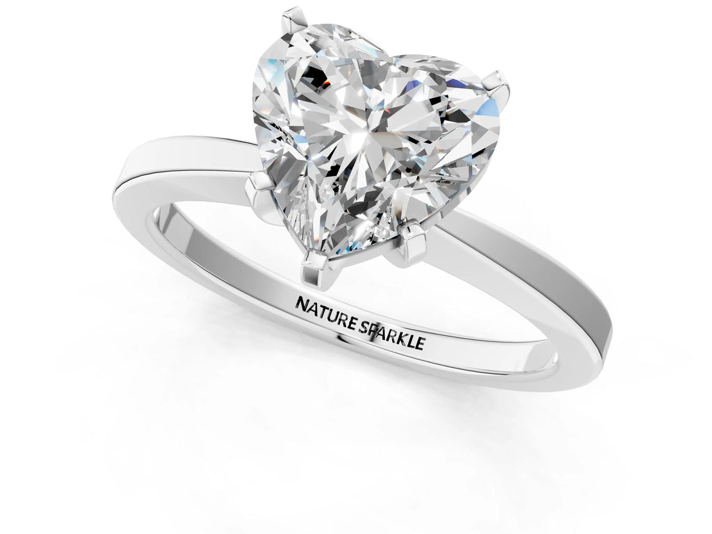 Heart Cut Diamond Solitaire Engagement Ring in White gold with Prong Setting