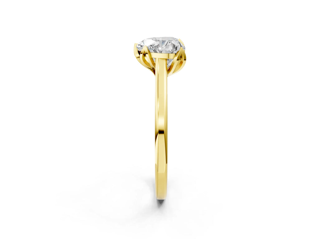 Heart Cut Diamond Solitaire Ring in Yellow gold with Flower Prong Setting