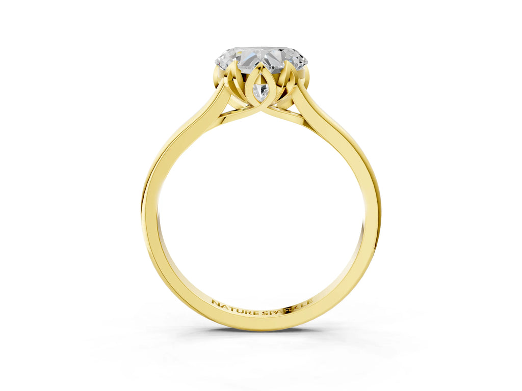 Heart Cut Diamond Solitaire Ring in Yellow gold with Flower Prong Setting