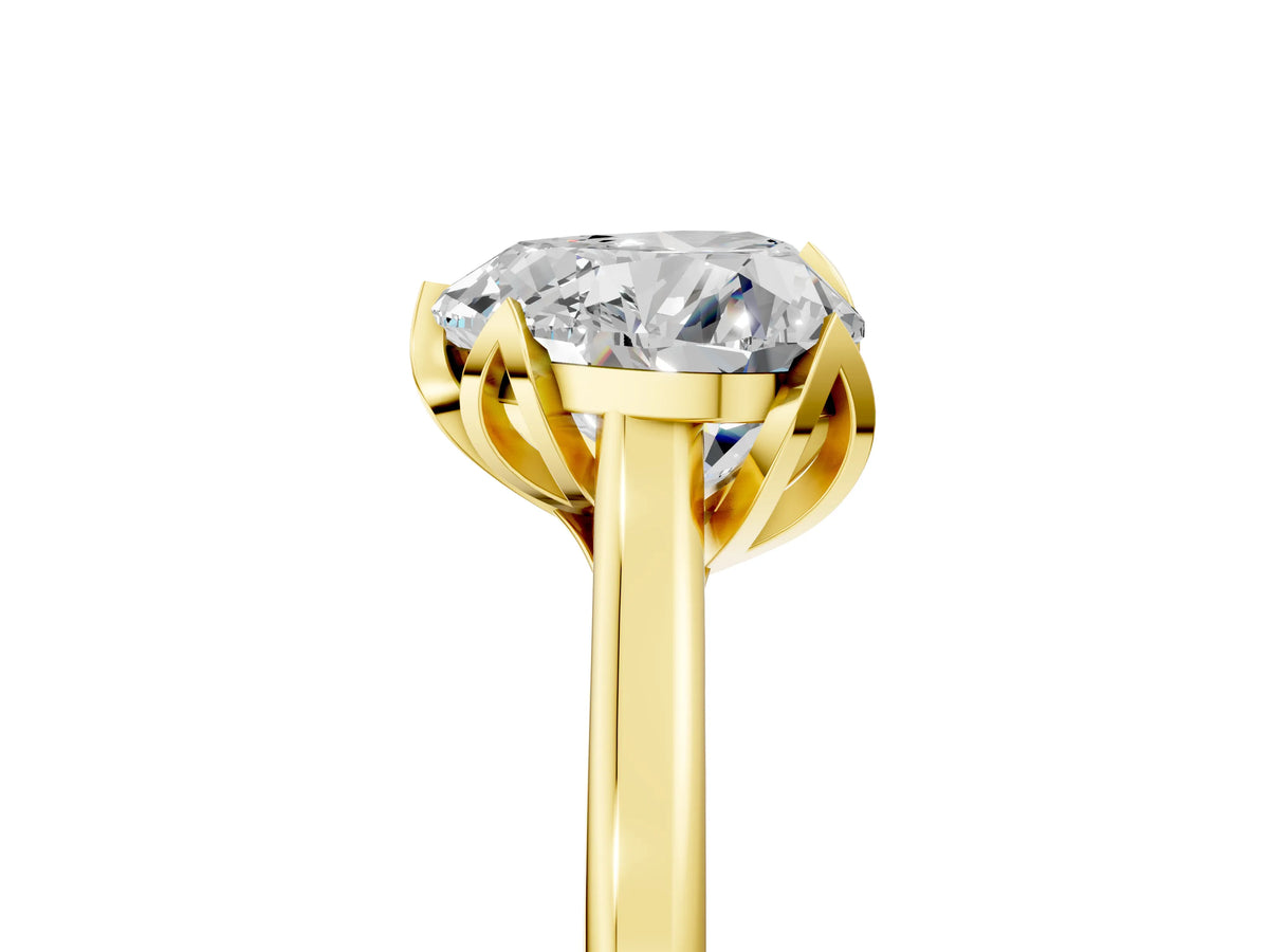 Heart Cut Diamond Solitaire Ring in Yellow gold with Flower Prong Setting