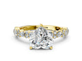 Heart Cut Diamond Solitaire Ring in Yellow gold with Pear and Round Cluster Band