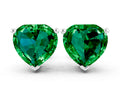 Heart Cut Emerald Stud Earrings in White gold with Basket Setting