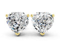 Heart Cut Moissanite Stud Earrings in Yellow gold with Basket Setting
