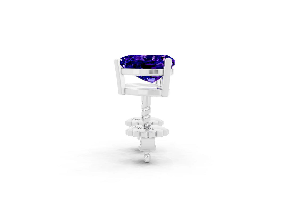 Heart Cut Tanzanite Stud Earrings in White gold with Basket Setting