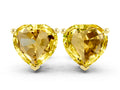 Heart Cut Yellow Sapphire Stud Earrings in Yellow gold with Basket Setting