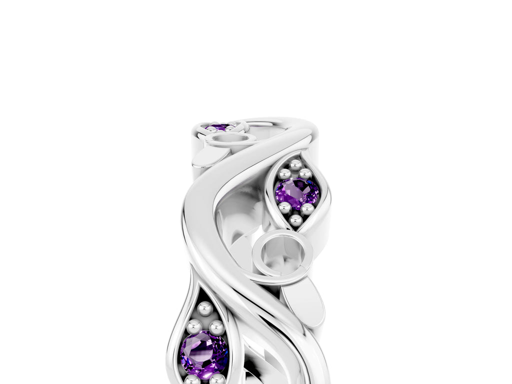 Marquise Amethyst Vine Eternity Band in Silver with Bezel Setting