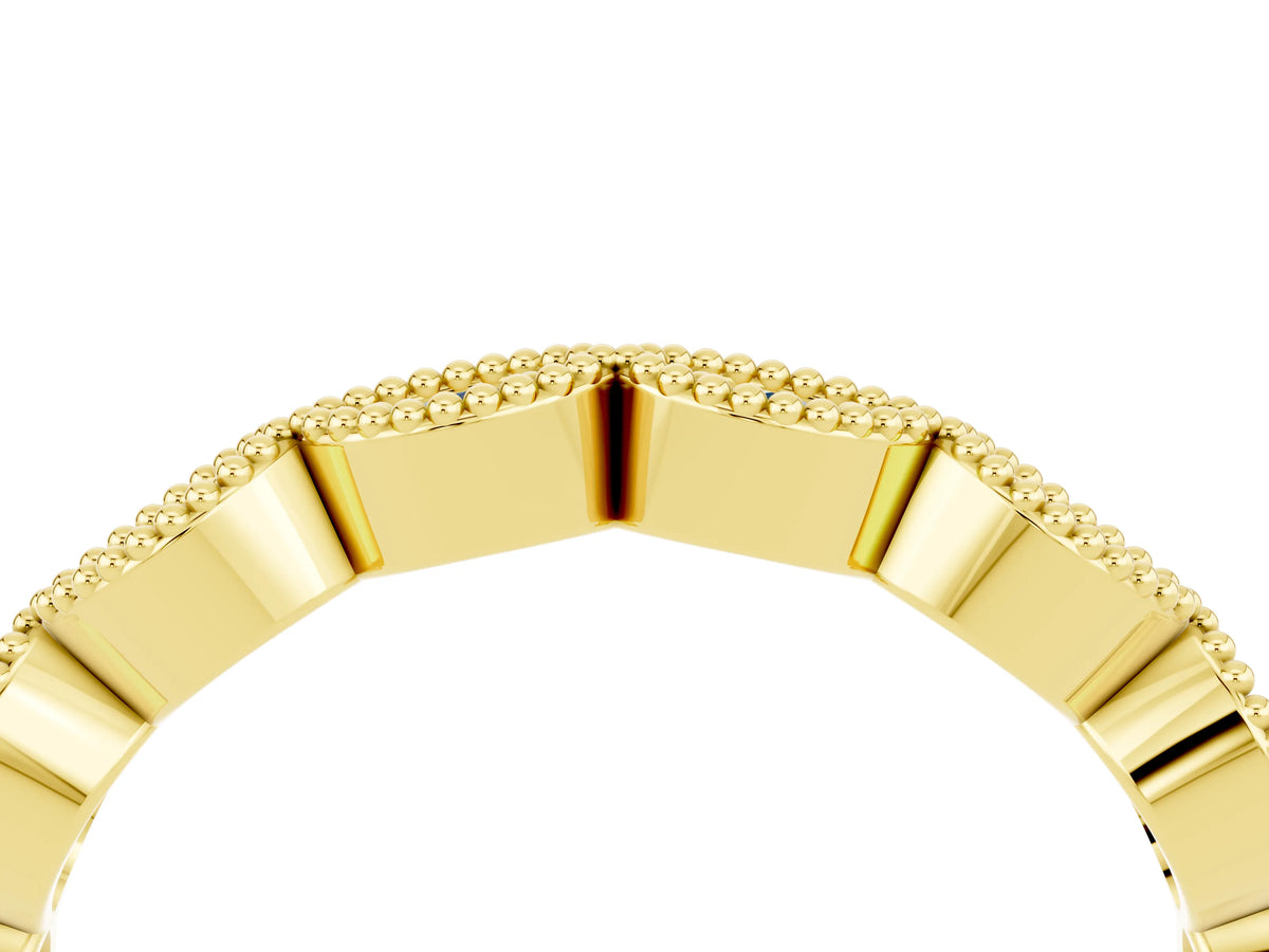 Marquise Aquamarine Milgrain Half Eternity Band in Yellow gold with Bezel Setting
