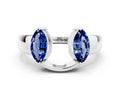 Marquise Blue Sapphire Open Band Ring in Platinum with Tension Setting