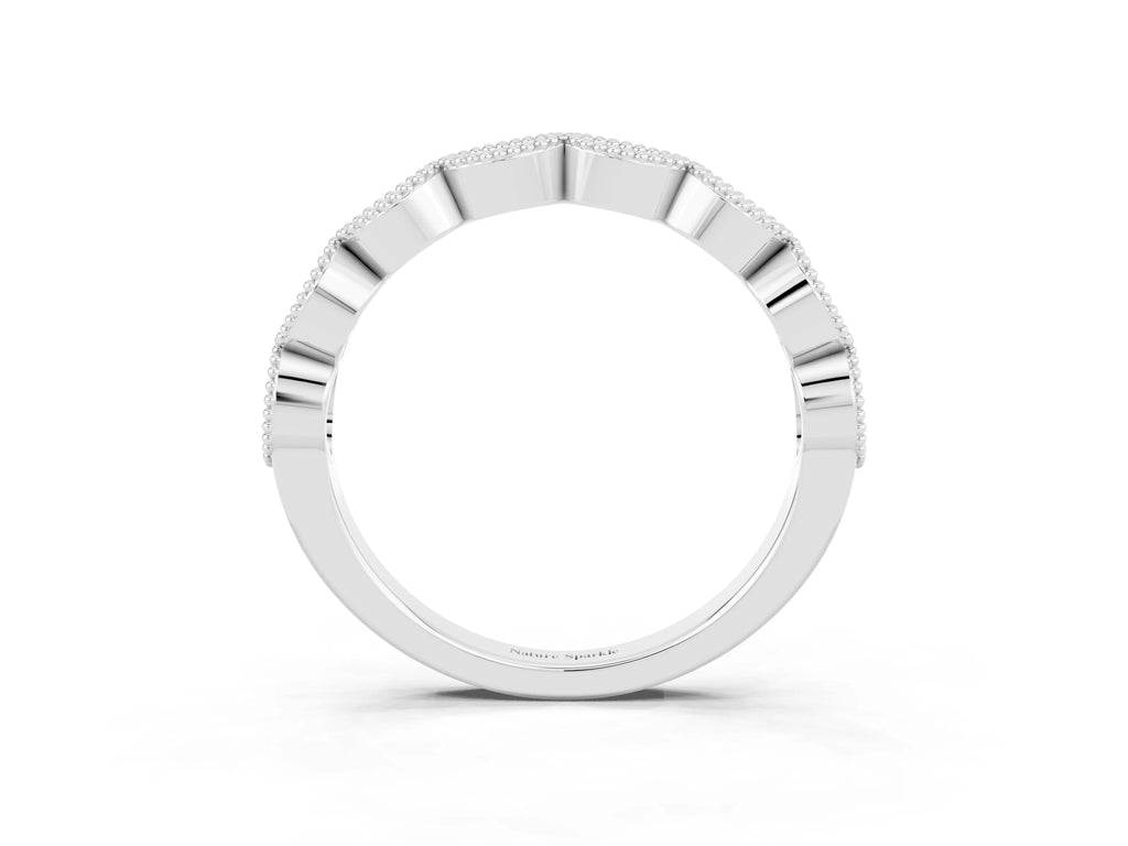 Marquise Blue Topaz Milgrain Half Eternity Band in Silver with Bezel Setting