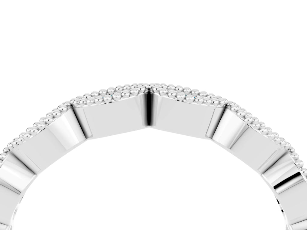 Marquise Blue Topaz Milgrain Half Eternity Band in Silver with Bezel Setting