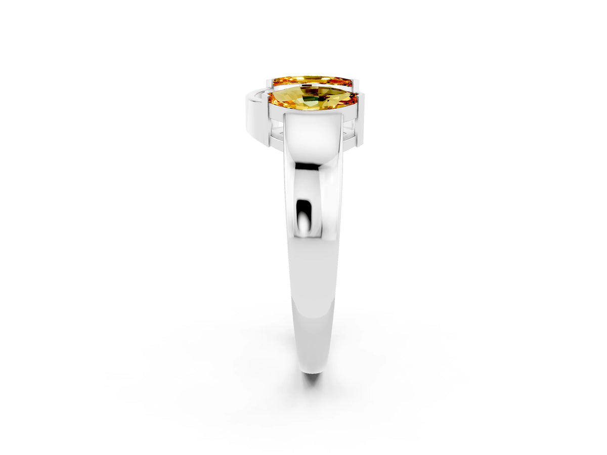 Marquise Citrine Open Band Ring in Platinum with Tension Setting