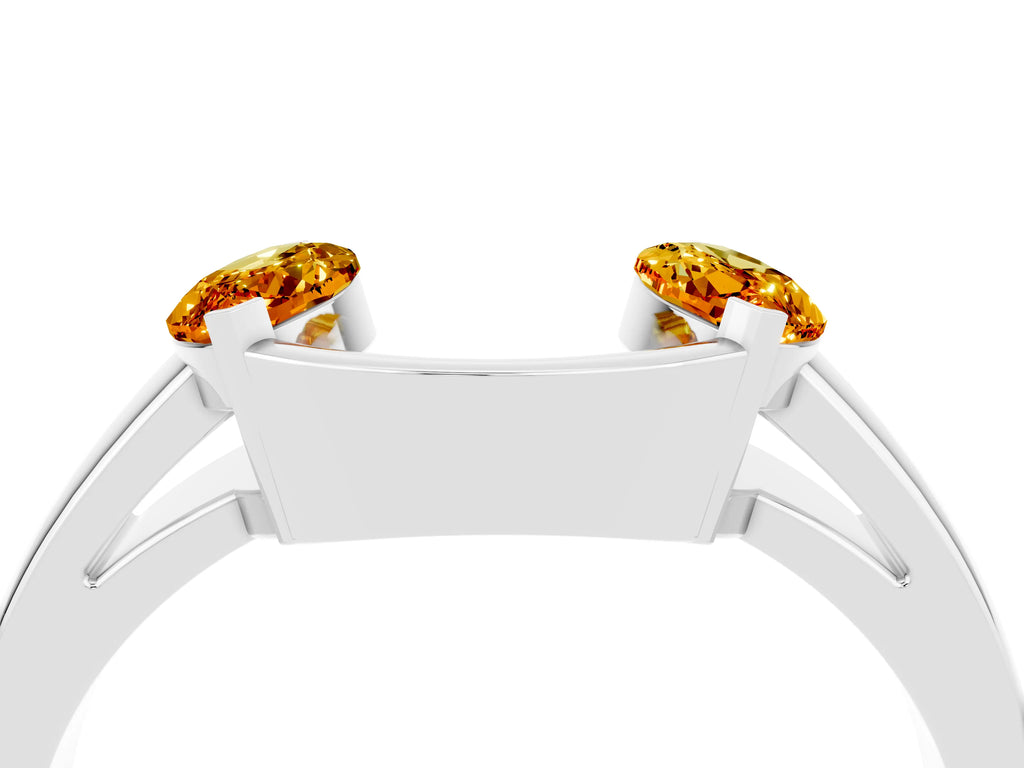 Marquise Citrine Open Band Ring in Platinum with Tension Setting