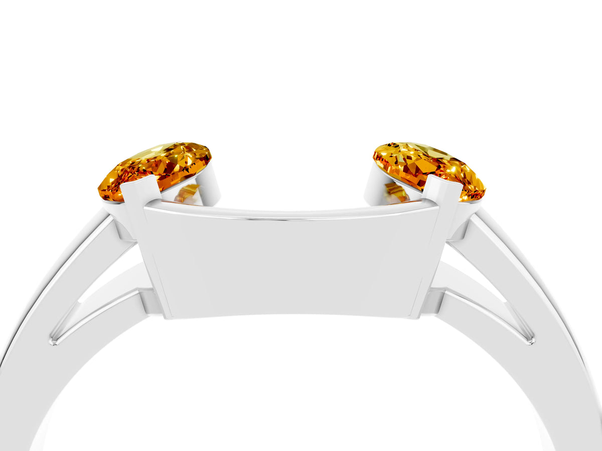 Marquise Citrine Open Band Ring in Platinum with Tension Setting