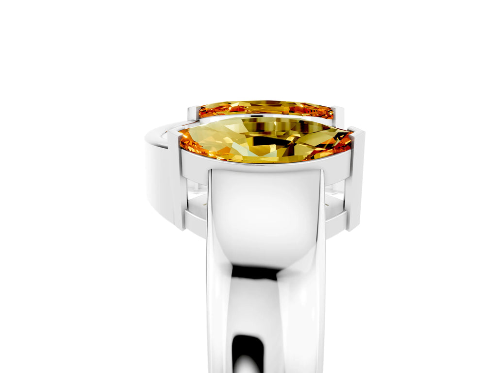 Marquise Citrine Open Band Ring in Platinum with Tension Setting